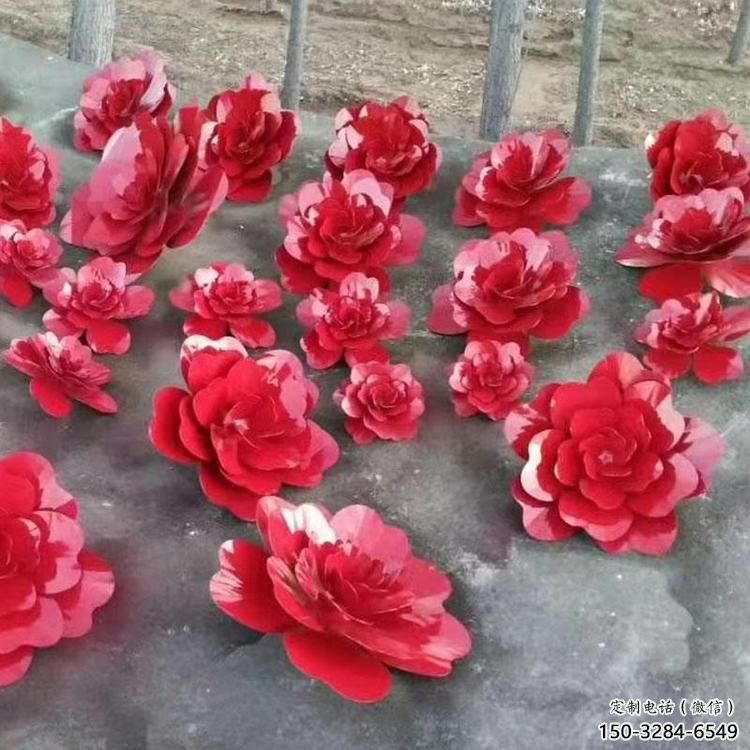 景觀小品花籃雕塑供求，白鋼構(gòu)件，彩色玫瑰花花籃雕塑觀賞型