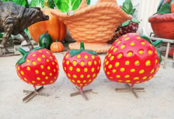 廣場果籃雕塑訂做，城市雕塑，景觀草莓果籃雕塑工程