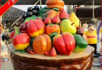 果籃雕塑承接，景觀雕塑，蘋(píng)果果籃雕塑供應(yīng)