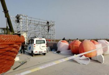 桃子景觀雕塑批發，街頭藝術，桃子果籃雕塑展品