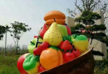 果籃雕塑觀賞型，小區雕塑，香蕉果籃雕塑優價