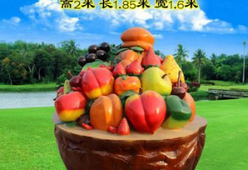 景觀果籃雕塑擺件定制，市標雕塑，香蕉果籃雕塑