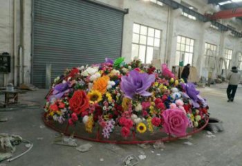 花朵景觀花籃雕塑供給，戶外雕塑，小區景觀花朵花籃雕塑選用