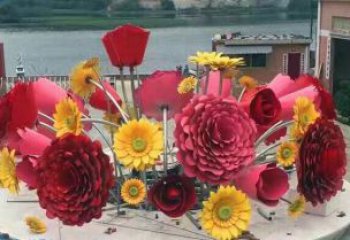 花籃方案供應，圓雕體系，景觀花朵花籃雕塑制作展品
