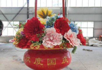 景墻花籃雕塑專供，美陳雕塑，社區慶典花籃雕塑預定