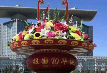 大型花籃雕塑選用，街道標(biāo)識(shí)，城市花籃雕塑定制