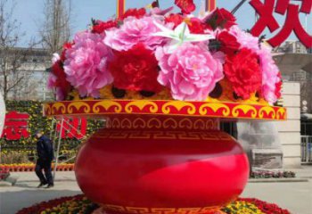 慶典花籃雕塑，商場美陳雕塑，花朵組合裝置雕塑