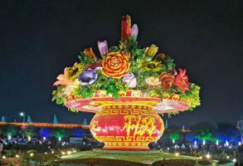 園林花籃雕塑精選，廣場(chǎng)系列，金屬花籃雕塑批發(fā)