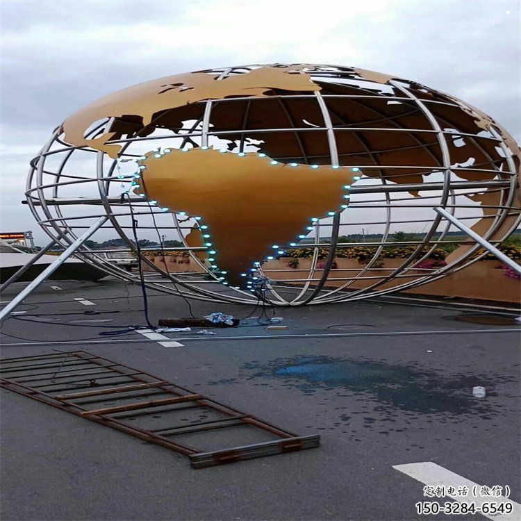 地球儀雕塑展品，景觀概念，鏤空鏡面地球儀雕塑優選