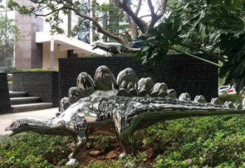 景觀恐龍雕塑廠家，拋光工藝，鏡面恐龍雕塑承接