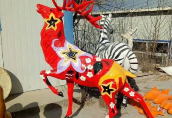 梅花鹿雕塑精品，標(biāo)識雕塑，小區(qū)玻璃鋼梅花鹿雕塑供給