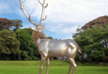 回頭鹿雕塑，動物雕塑，抽象仿銅小鹿雕塑定價