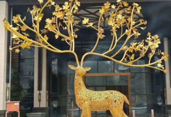 公共梅花鹿雕塑訂做，城市裝飾，庭院鏤空梅花鹿雕塑展品