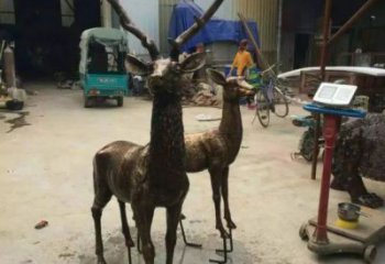 銅鹿雕塑，鑄銅動物雕塑