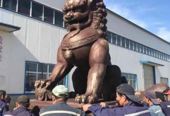紅銅獅子雕塑供需，標(biāo)識(shí)雕塑，景觀藝術(shù)蹲獅雕塑制造商