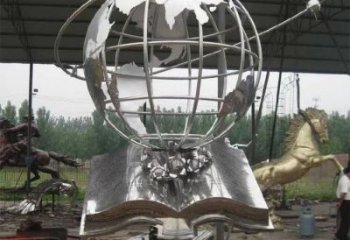 地球儀雕塑廠家，廣場系列，書籍地球儀雕塑制作公司