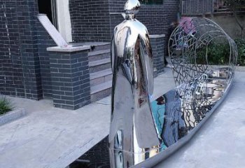 乘船人雕塑生產(chǎn)，公園小品，不銹鋼乘船人雕塑指用廠家