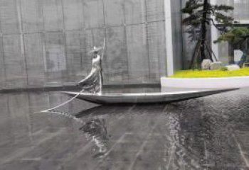 乘船人雕塑預定，小區擺件，不銹鋼乘船人雕塑服務商