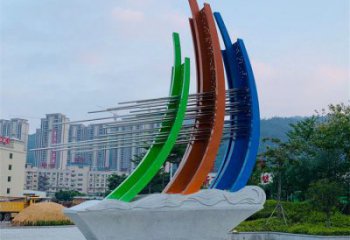 小區帆船雕塑，拉絲景觀雕塑，抽象效果