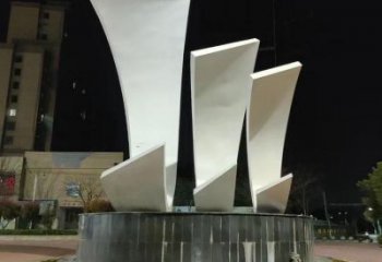 公園帆船雕塑，噴砂發光雕塑，鍛造工藝