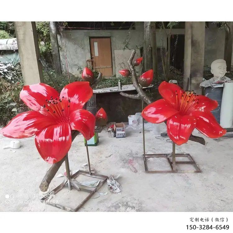 梧桐花雕塑優選，室外雕塑，彩繪梧桐花雕塑廠家優選