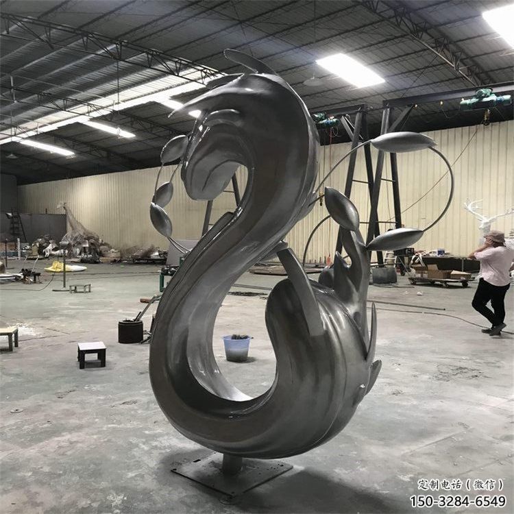 城市海浪雕塑，網格體育雕塑，古銅效果