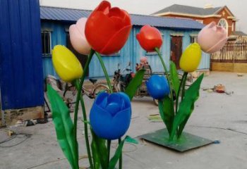 郁金香雕塑廠家，露天雕塑，不銹鋼郁金香雕塑選用