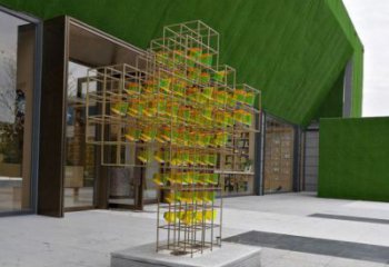 大型魔方雕塑優選，白鋼構件，燈光魔方雕塑廠家