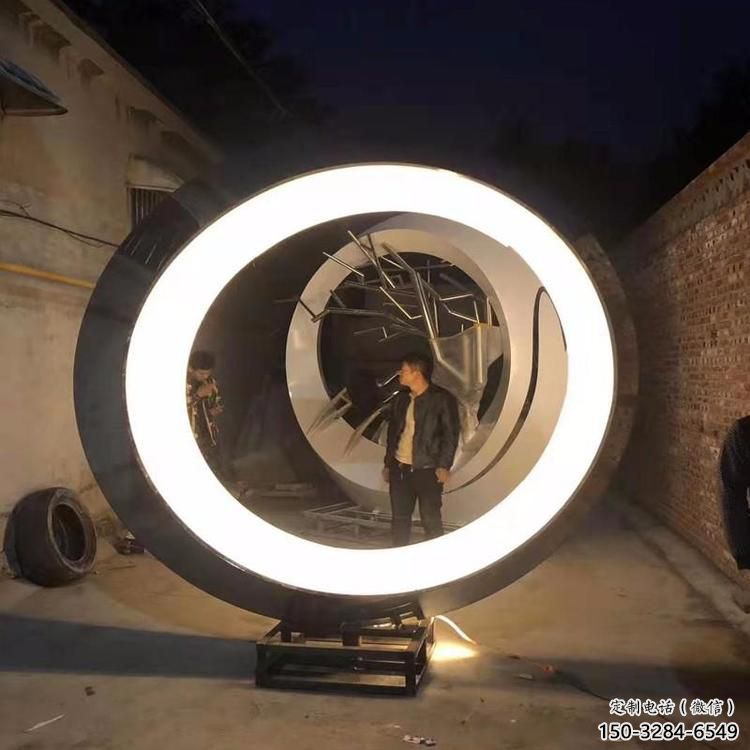 圓環雕塑制造商，城區小品，不銹鋼圓環雕塑制作定制