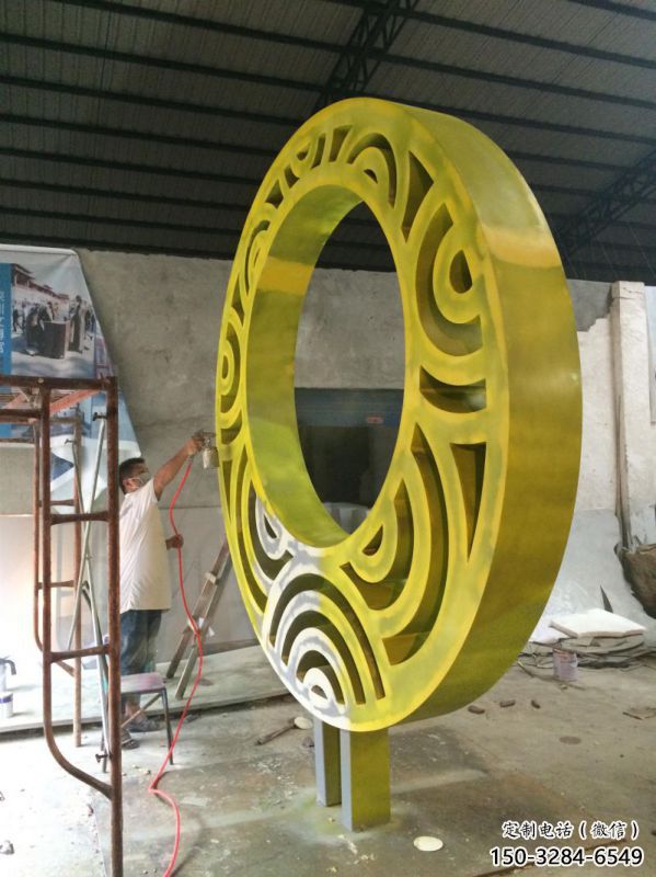 戶外圓環通用，陸地擺件，烤漆圓環雕塑制作優選