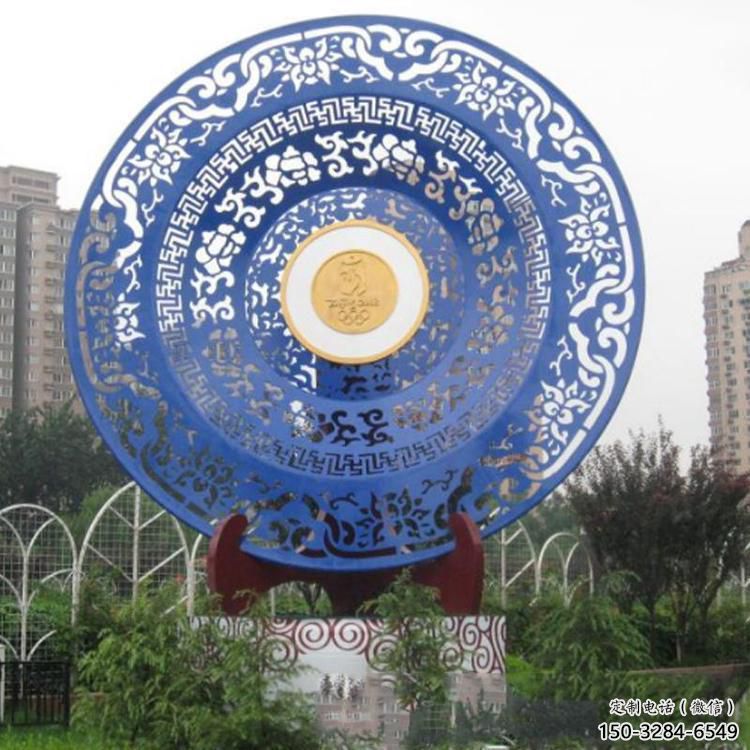 建筑圓環雕塑承接，美陳雕塑，烤漆圓環雕塑定制
