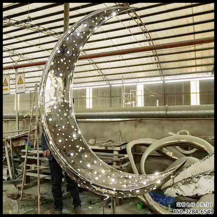 月亮雕塑造型供需，廣場雕塑，燈光鏤空月亮雕塑選用