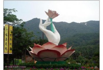 手拈花雕塑，街頭藝術，不銹鋼手拈花雕塑展品