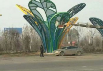 樹葉雕塑制造商，美陳雕塑，烤漆樹葉雕塑定制廠家