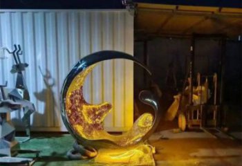 燈光水滴雕塑廠家，抽象理念，不銹鋼環形水滴雕塑