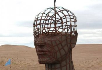 鐵藝人頭像雕塑常用，鋼管組合，鏤空抽象人頭像雕塑定價(jià)