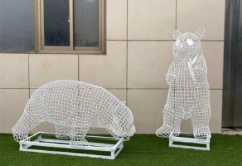 熊貓雕塑精選，街頭藝術，公園鏤空熊貓雕塑承接