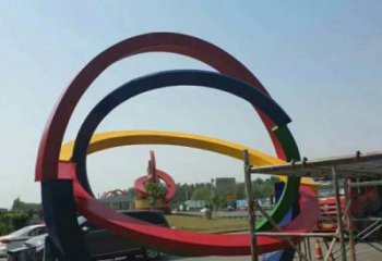 雙環雕塑制造，歐式風格，不銹鋼雙環雕塑廠家定價