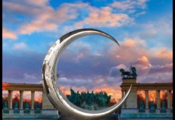 月牙雕塑精選，露天雕塑，景觀鏤空月牙雕塑訂做