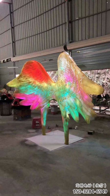 售樓部翅膀雕塑，噴砂發光雕塑，烤漆題材