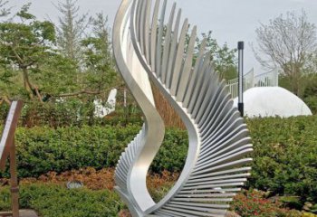 小區翅膀雕塑，拉絲景觀雕塑，抽象效果