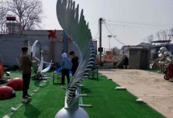 校園翅膀雕塑，拉絲景觀雕塑，抽象主題