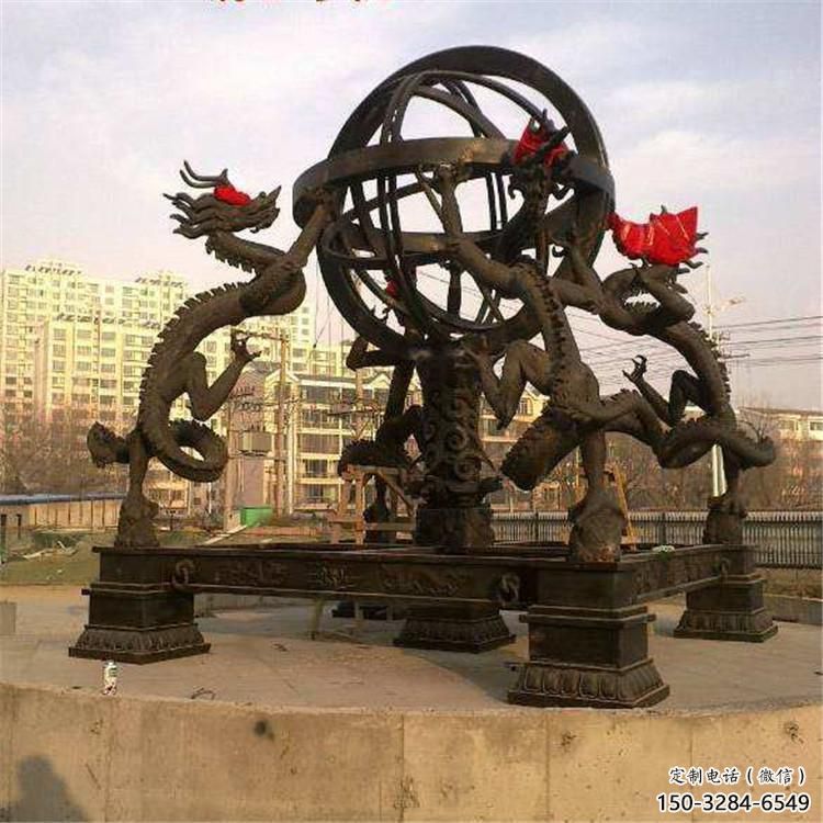 街道地動儀雕塑，鍛造景觀雕塑，古銅效果