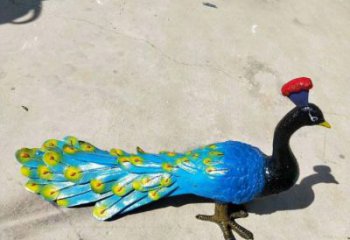 漳州彩繪孔雀雕塑制作選用，景區(qū)案例，動物美陳雕塑