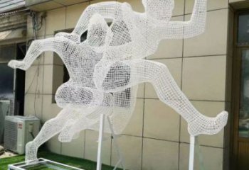 云巖鏤空健兒雕塑制造，校園雕塑，金屬鐵藝人物雕塑展品