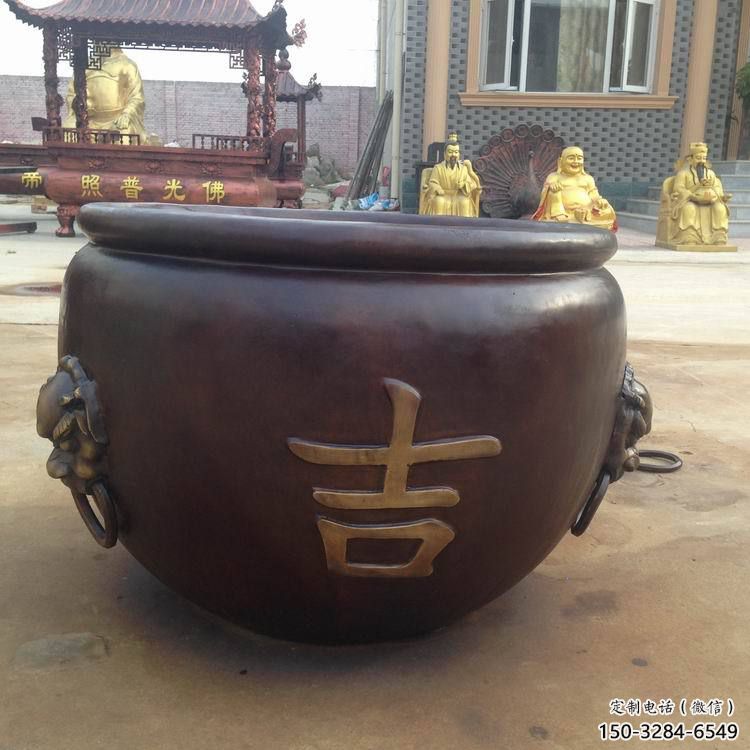 七臺(tái)河吉字銅缸雕塑-青銅鑄造