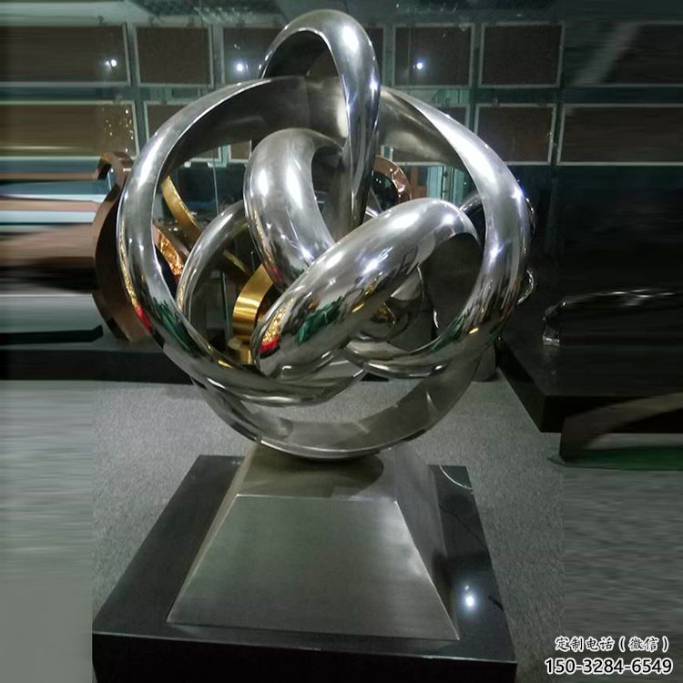 鄂州地產(chǎn)雙環(huán)雕塑定做，城區(qū)小品，景觀不銹鋼雙環(huán)雕塑定價