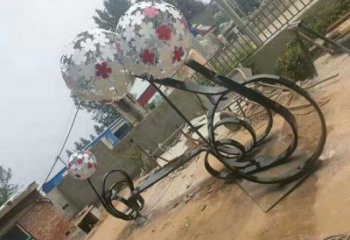 漢陽大型蒲公英坐凳雕塑，現(xiàn)代元素設(shè)計，不銹鋼坐凳雕塑