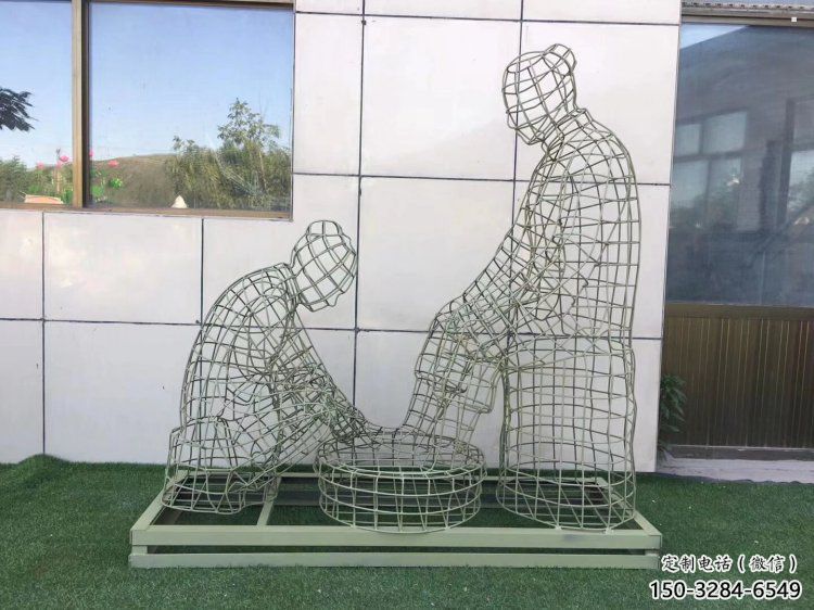 永州鏤空洗腳雕塑制作，園林裝飾，鐵藝孝道人物雕塑