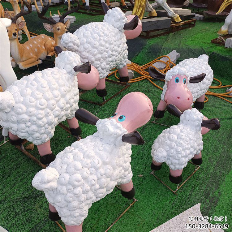 新余小區小羊雕塑，彩繪動物雕塑，抽象效果